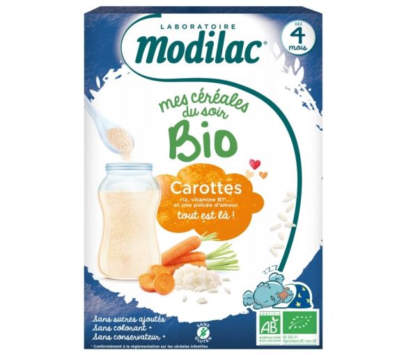 Meine Bio-Abendflocken ab 4 Monaten Karotten Modilac - 250 g Packung