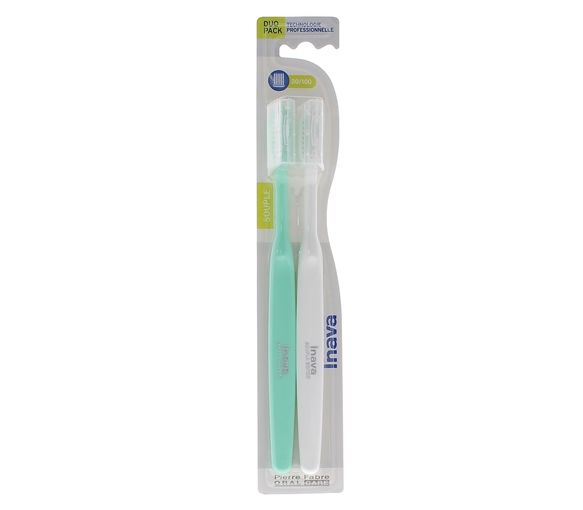 Weiche Zahnbürste 20/100 Inava - Set mit 2 Zahnbürsten