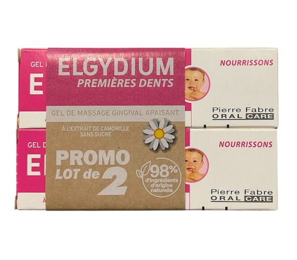 Beruhigendes Zahnfleischmassagegel für erste Zähne Elgydium - 2er-Pack mit 15ml Sonderangebot