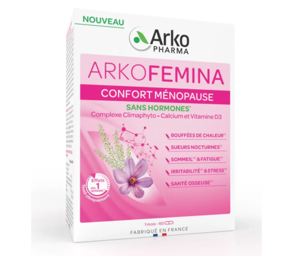 Arkofemina Komfort Menopause ohne Hormone Arkopharma - Packung mit 60 Kapseln
