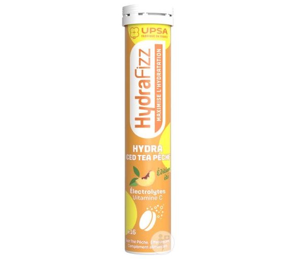 HydraFizz Hydra Geschmack Eistee Pfirsich Upsa - Tube mit 16 Brausetabletten