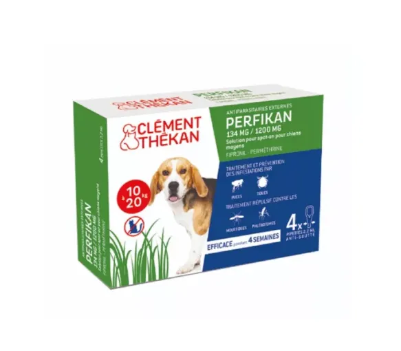 Perfikan 134 mg/1200 mg für Hunde von 10 bis 20 kg Clément-Thékan - 4 Pipetten zu 2,2 ml