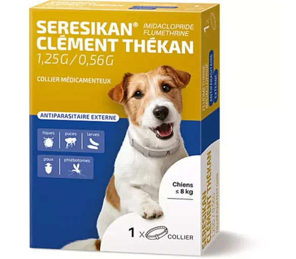 Seresikan Halsband zur Bekämpfung externer Parasiten für kleine Hunde - bis 8 kg Clément Thékan - Schachtel mit 1 Halsband