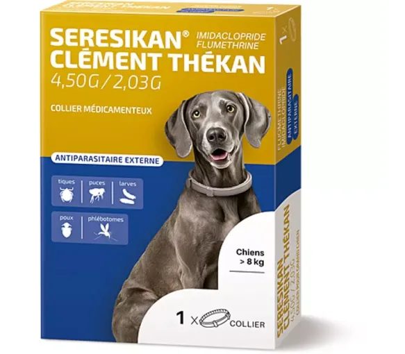 Seresikan Halsband gegen Parasiten für große Hunde über 8 kg Clément Thékan - Schachtel mit 1 Halsband
