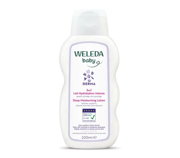 Intensive Feuchtigkeitsmilch 3 in 1 Weleda Baby Derma - Flasche mit 200ml