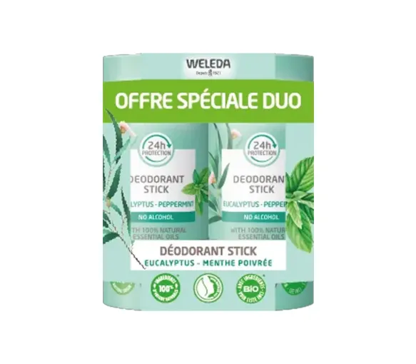 Bio Eukalyptus Pfefferminz Deodorant Stick Sonderangebot Duo Weleda - 2er Pack Sticks