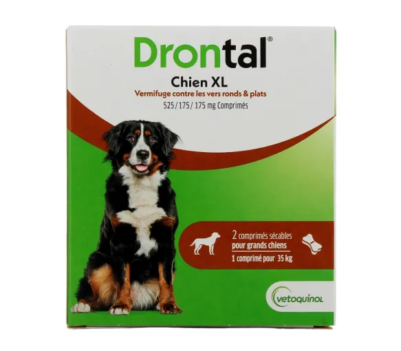 Drontal Hund XL Vetoquinol - Packung mit 2 teilbaren Tabletten