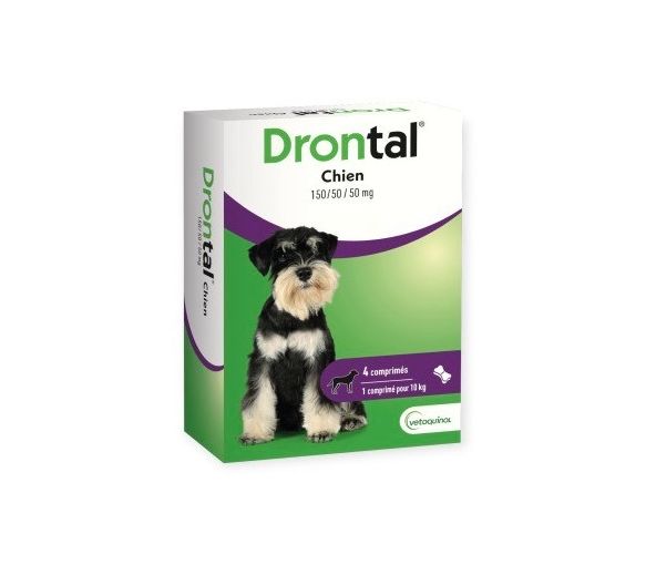 Drontal Hund Wurmkur Vetoquinol - Packung mit 4 teilbaren Tabletten