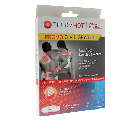 ThermHot Wärmepflaster für Hals/Rücken/Schulter/Handgelenk Therapearl - Packung mit 3 Pflastern + 1 gratis