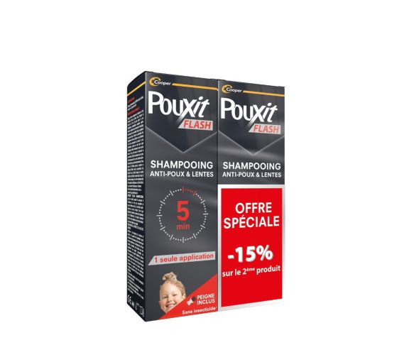 Shampoo Flash Behandlung gegen Läuse und Nissen Pouxit - Sonderangebot für 2 Flaschen à 100ml - image 1