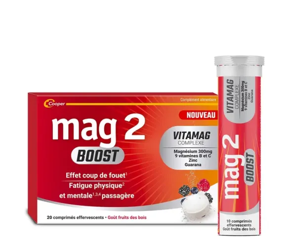 Mag2 Boost Aufputsch-Effekt Waldfrüchte-Geschmack Cooper - 20 Brausetabletten Box - image 1