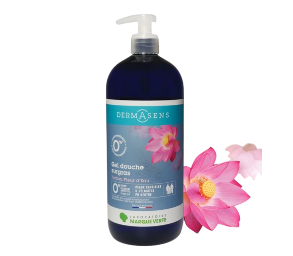 Dermasens überfettendes Duschgel Wasserblume Marke Grün - Pumpflasche 1L
