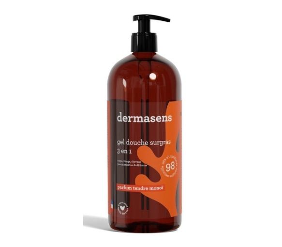 Dermasens überfettendes Duschgel 3in1 zarter Monoi-Duft Marke Verte - Pumpflasche 1L