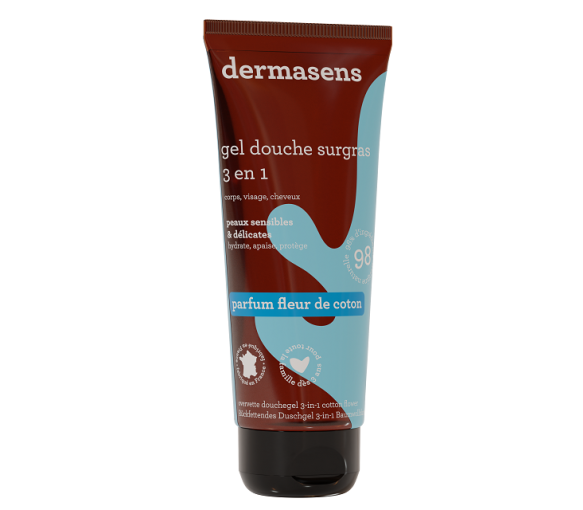 Dermasens rückfettendes Duschgel mit Baumwollblütenduft Marke Verte - Tube mit 200 ml