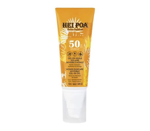 Gel-in-Öl Sonnencreme unsichtbar Monoï SPF50 Hei Poa - Tube mit 100 ml