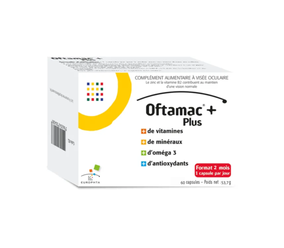 Oftamac+ plus Visierokular Europhta - Packung mit 60 Kapseln