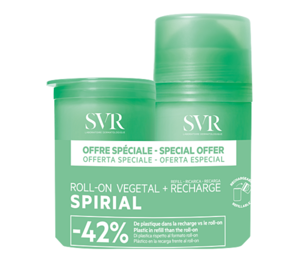Spirial Pflanzen-Deodorant SVR - Roll-on 50 ml + Nachfüllpackung 50 ml