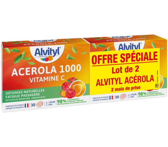 Acérola 1000 Vitamin C Alvityl - 2 Schachteln mit 30 Tabletten