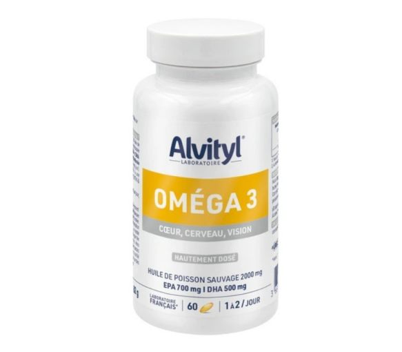 Omega 3 Herz, Gehirn, Sehkraft Alvityl - Dose mit 60 Kapseln