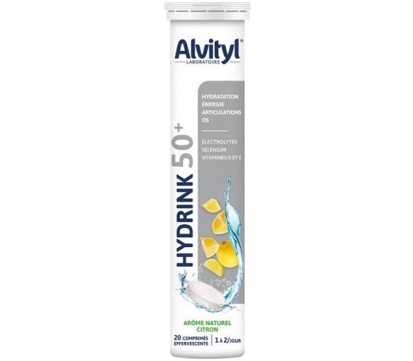 Hydrink 50+ natürliches Zitronenaroma Alvityl - Tube mit 20 Brausetabletten