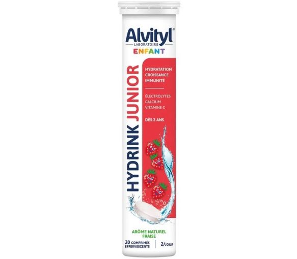 Hydrink junior Erdbeeraroma Alvityl - Tube mit 20 Brausetabletten