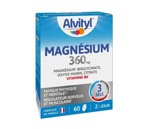 Magnesium 360mg Vitamin B6 Alvityl - Packung mit 60 Tabletten