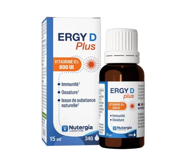 Ergy D plus Vitamin D3 800Ul Nutergia - Flasche mit 15ml