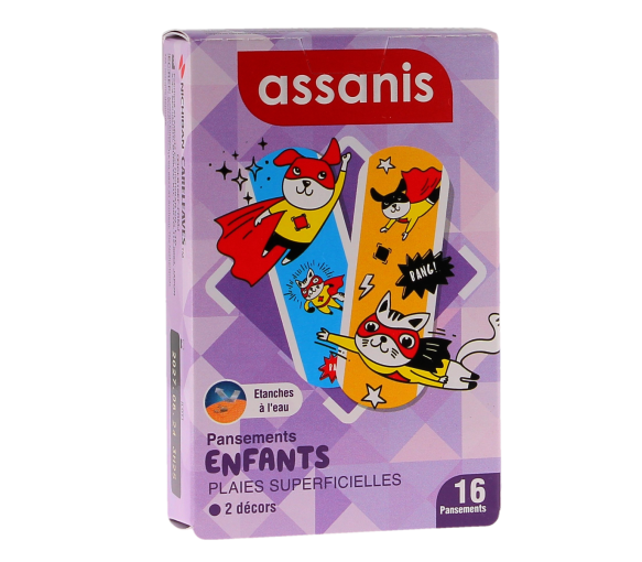 Kinderpflaster für oberflächliche Wunden Assanis - Packung mit 16 Pflastern - image 1