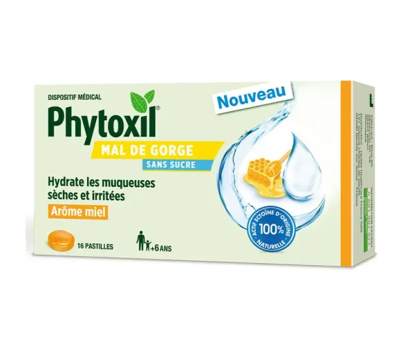 Phytoxil Halsschmerztabletten zuckerfrei Honig Sanofi - Packung mit 16 Tabletten