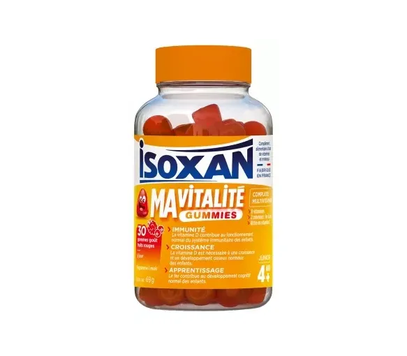 Isoxan Meine Vitalität Gummies ab 4 Jahren, Geschmack rote Früchte - Dose mit 30 Gummies
