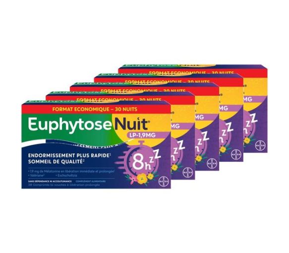 EuphytoseNuit® LP 1,9 mg Melatonin 30 Tabletten mit verlängerter Freisetzung - Packung mit 24,8 g (5er Pack) - image 1