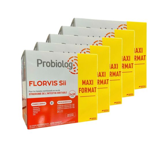 Probiolog Florvis Sii Himbeeraroma Mayoly - Schachtel mit 56 orodispersiblen Sticks (Packung mit 5) - image 1