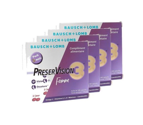 PreserVision 3 Frau Bausch & Lomb - Packung mit 180 Kapseln (4er-Pack)