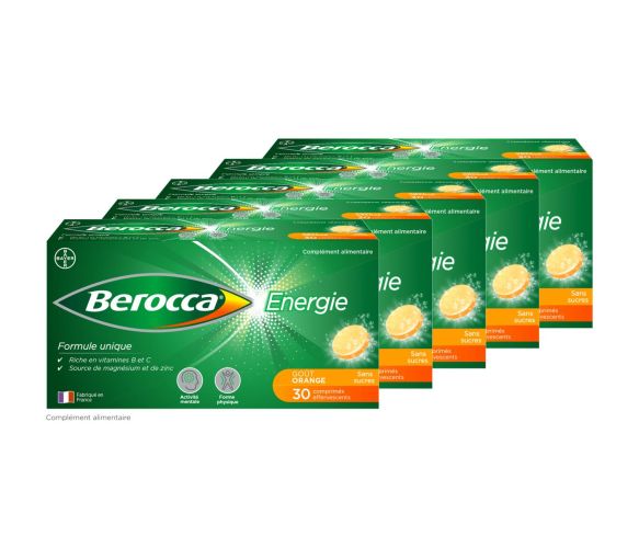Berocca Energie Orange Vitamine B et C, magnésium et Zinc 30 comprimés effervescents (lot de 5) - image 1