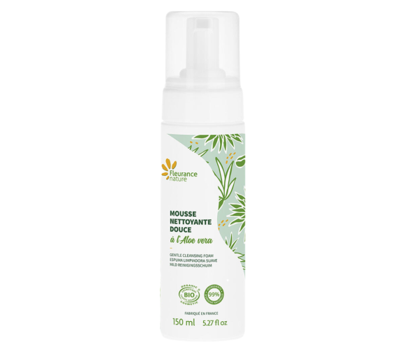 Sanfte Reinigungsmousse mit Aloe Vera von Fleurance Nature - Pumpflasche mit 150 ml