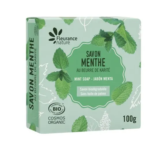 Bio-Sheabutter-Minze-Seife Fleurance Nature - 100g Stück