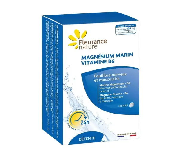 Meeresmagnesium Vitamin B6 Entspannung Fleurance Nature - 60 Tabletten