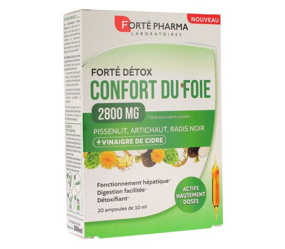 Forté Detox Leberkomfort 2800mg Forté Pharma - Packung mit 20 Ampullen zu 10ml - image 2