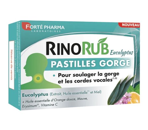 RinoRub Eukalyptus Halspastillen Geschmack Minze ohne Zucker Forté Pharma - Packung mit 24 Pastillen - image 1