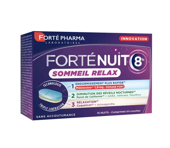 FortéNuit 8h Schlaf Relax FortéPharma - Packung mit 15 Tabletten
