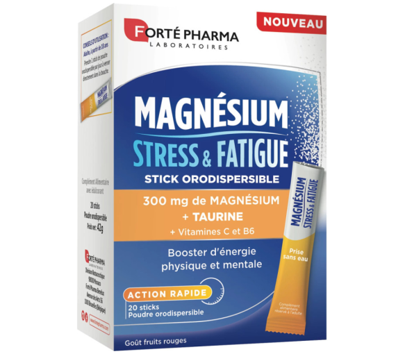 Magnesium Stress & Müdigkeit Forté Pharma - Packung mit 20 Sticks