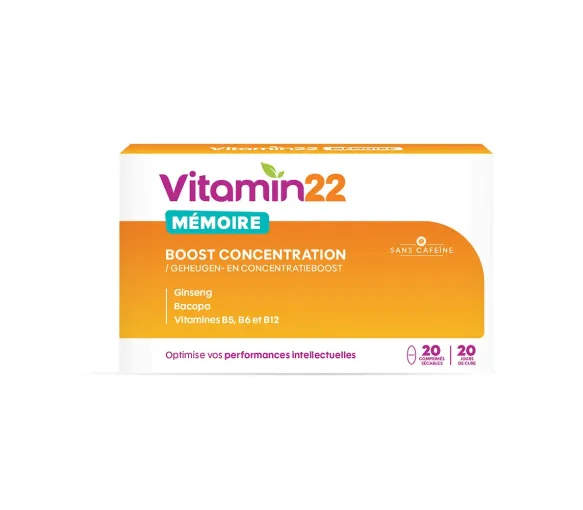 Vitamin22 Gedächtnis Boost Konzentration Uriach - Packung mit 20 Tabletten