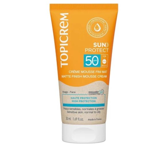 Sun Protect Schaumcreme mattierende Finish SPF50 Topicrem - Tube mit 50ml