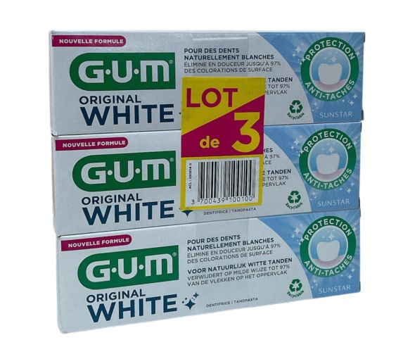 Original White Zahnpasta Gum - 3er Pack mit 75ml Tuben