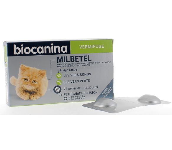 Milbetel 4mg/10mg Biocanina - Packung mit 2 Tabletten