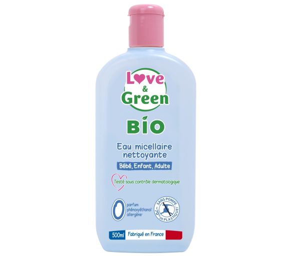 Bio-Mizellenreinigungswasser Love & Green - Pumpflasche mit 500 ml