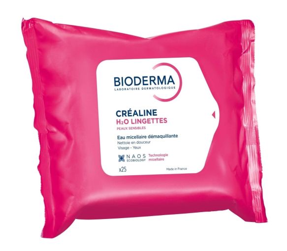 Créaline H2O Abschminktücher für empfindliche Haut Bioderma - 25 große Tücher - image 1