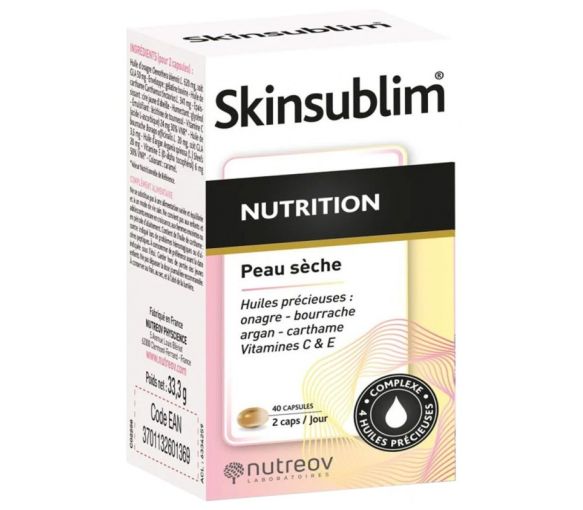 Skinsublim Ernährung trockene Haut Nutreov - Dose mit 40 Kapseln
