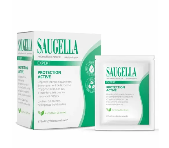 Intim-Wischtücher Expert Active Protection Saugella - Packung mit 10 Einzelwischtüchern - image 1