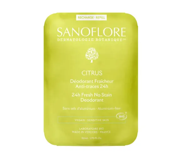 Citrus-Deodorant Frische Anti-Flecken 24h bio Sanoflore - Nachfüllpackung 50ml